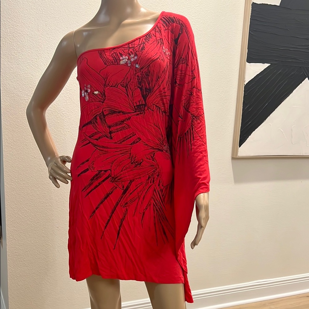 Elegant Red One-Shoulder Dress